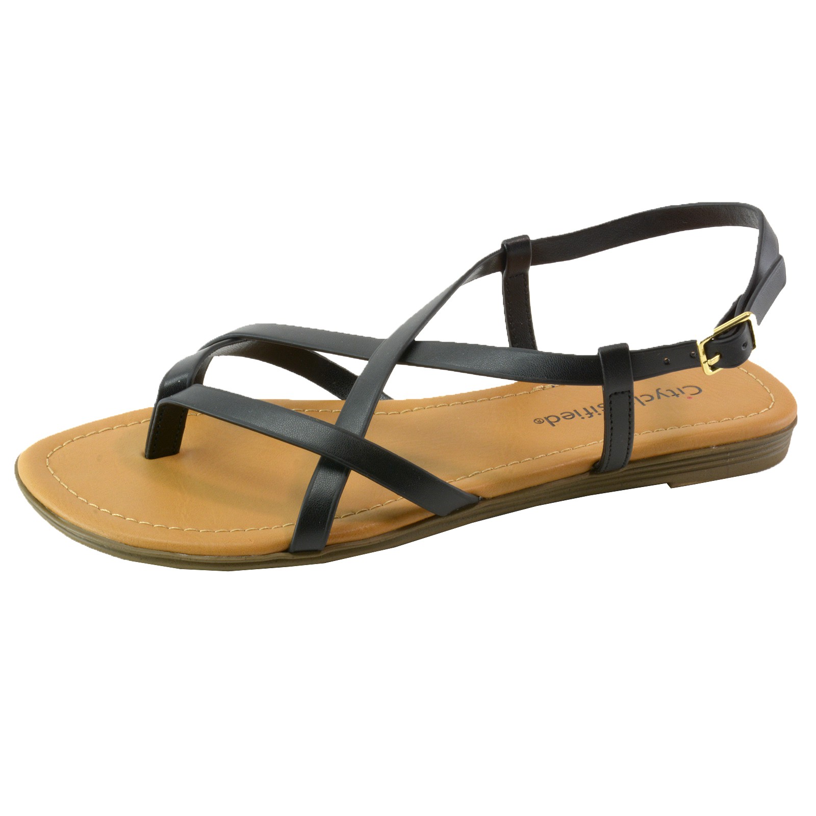 City Classified Womenâs Flat Shoes Strappy Thong Slingback Gladiator Sandals | eBay
